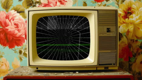 KI-Retro-Fernseher-Mit-überlagerten-Film-Glitch-Texturen