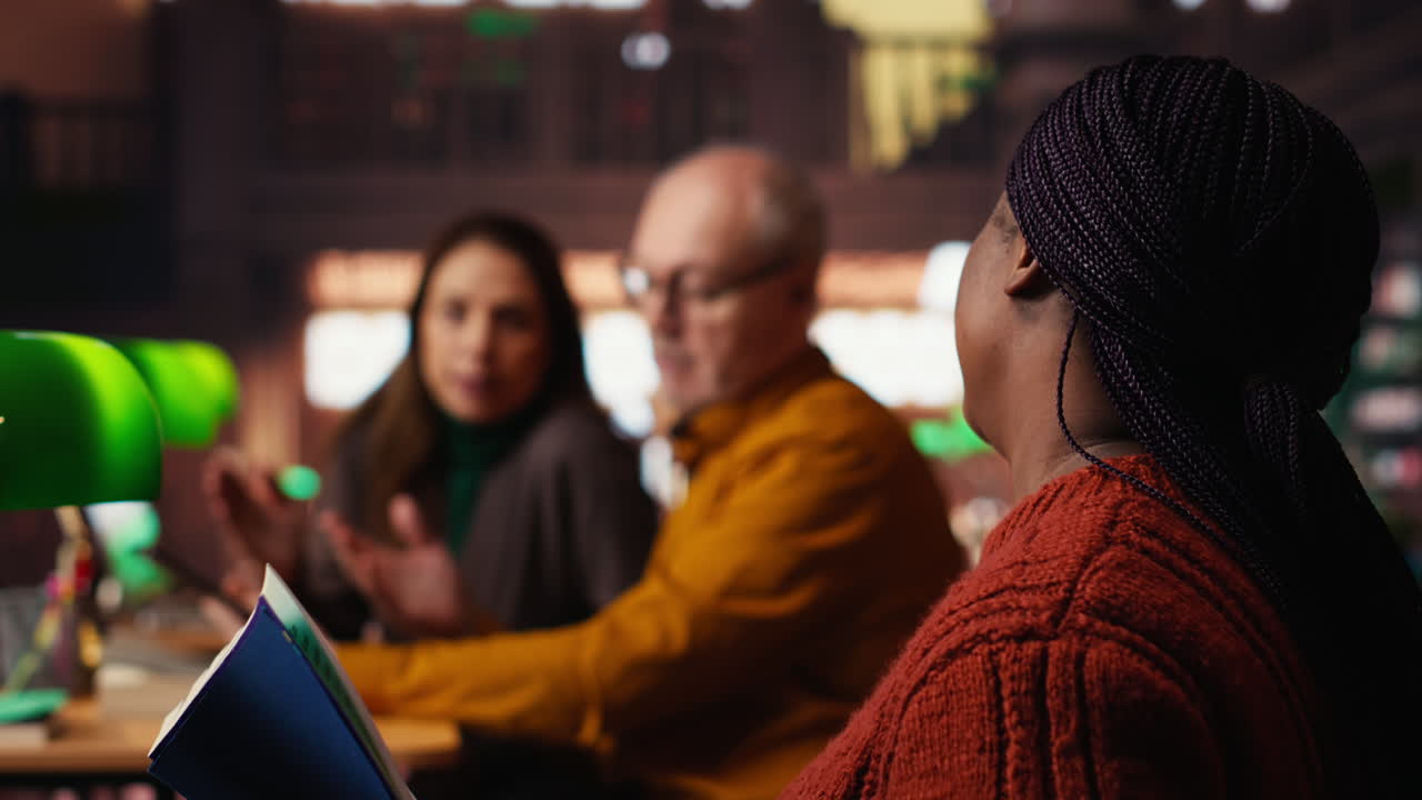 People reading in a library