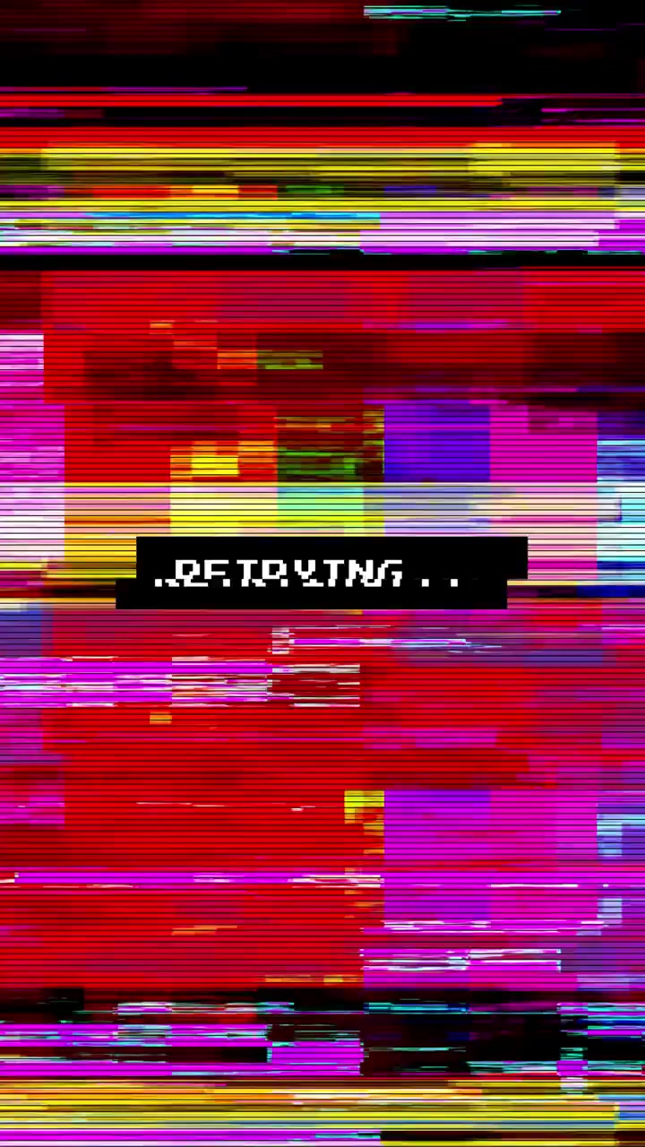 Digital Glitch Effect with Retrying Text Overlay