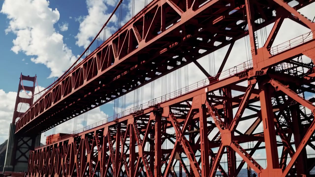 Arbeidere som bygger den ikoniske Golden Gate Bridge i San Francisco