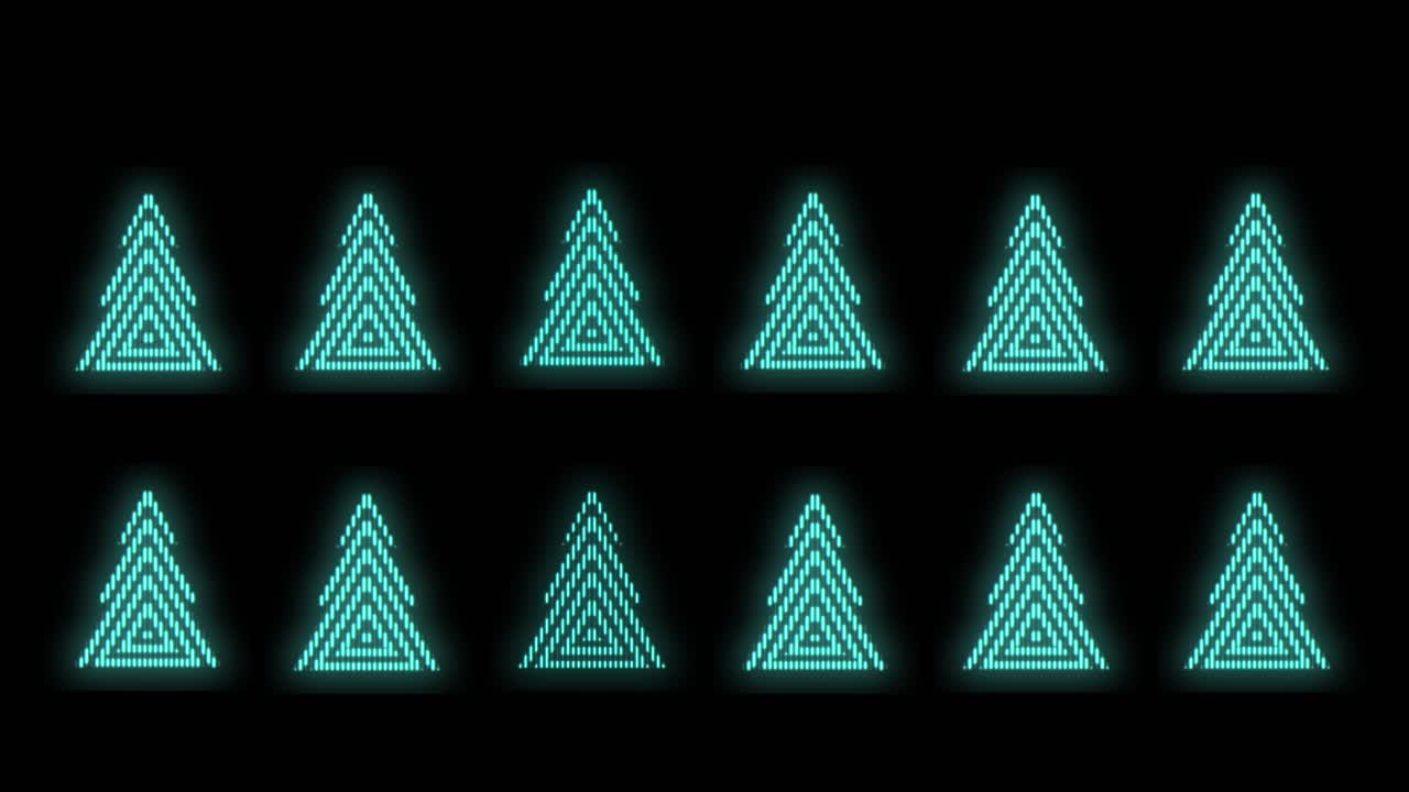 네온 불빛이 있는 현대적인 녹색 크리스마스 트리 패턴