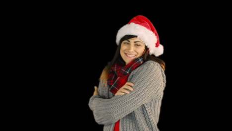 Festive-brunette-blowing-over-hands