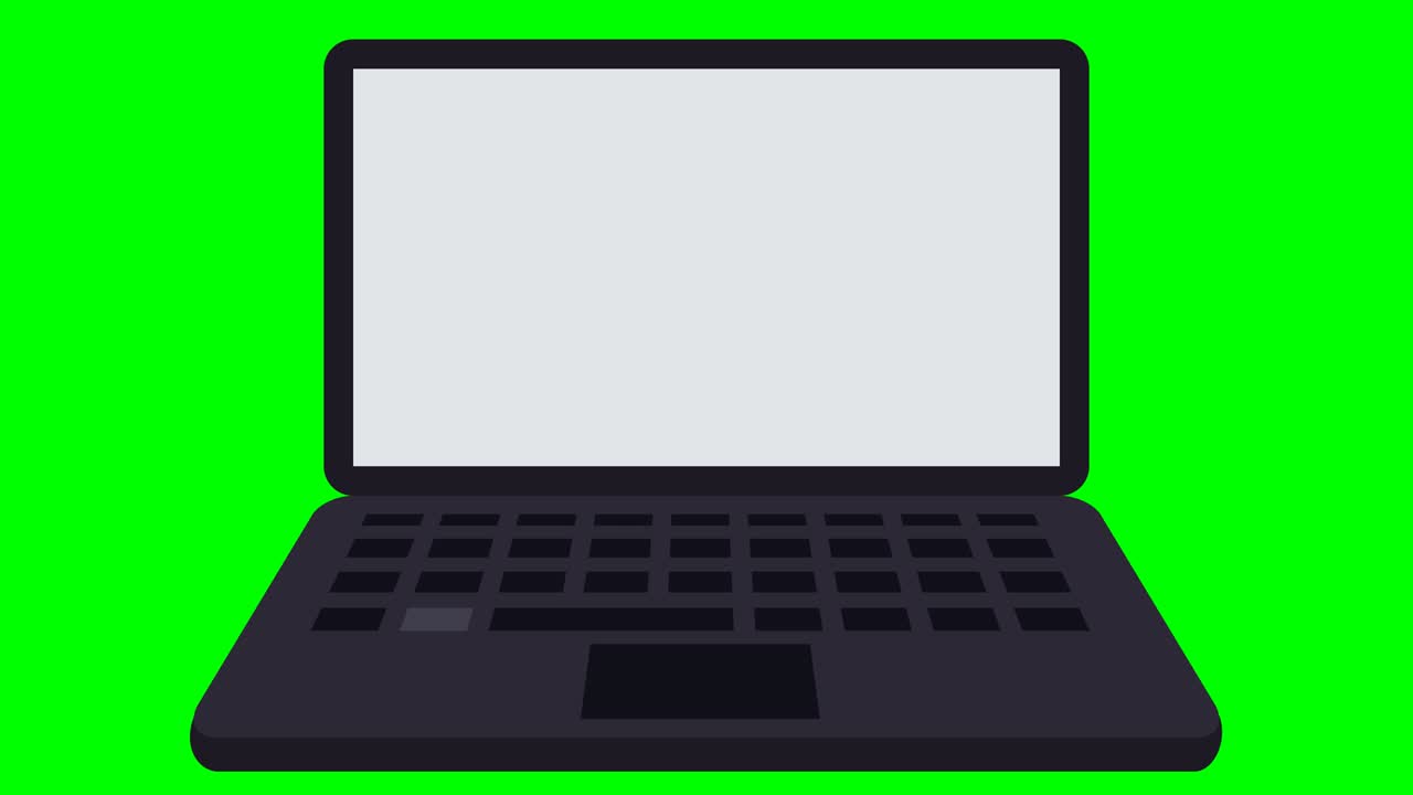 Animazione di digitazione su laptop con schermo vuoto