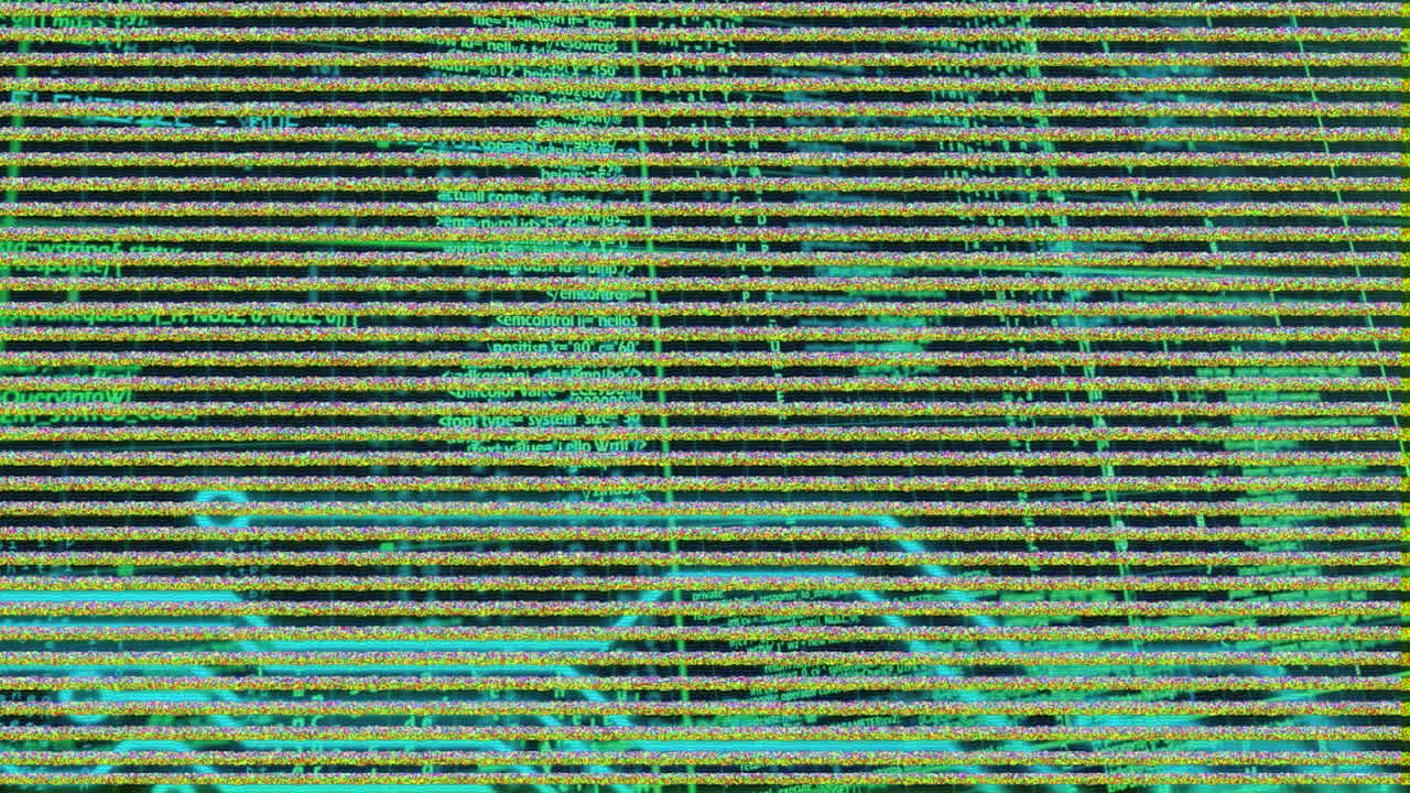 Animation of data processing over black background