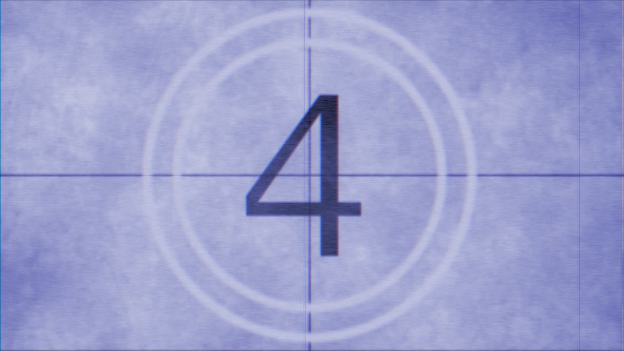 Retro blue film countdown in 90s style