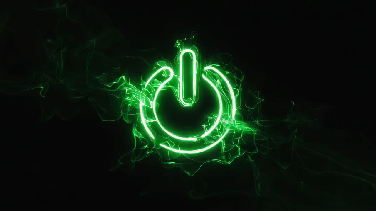 Glowing Green Power Symbol
