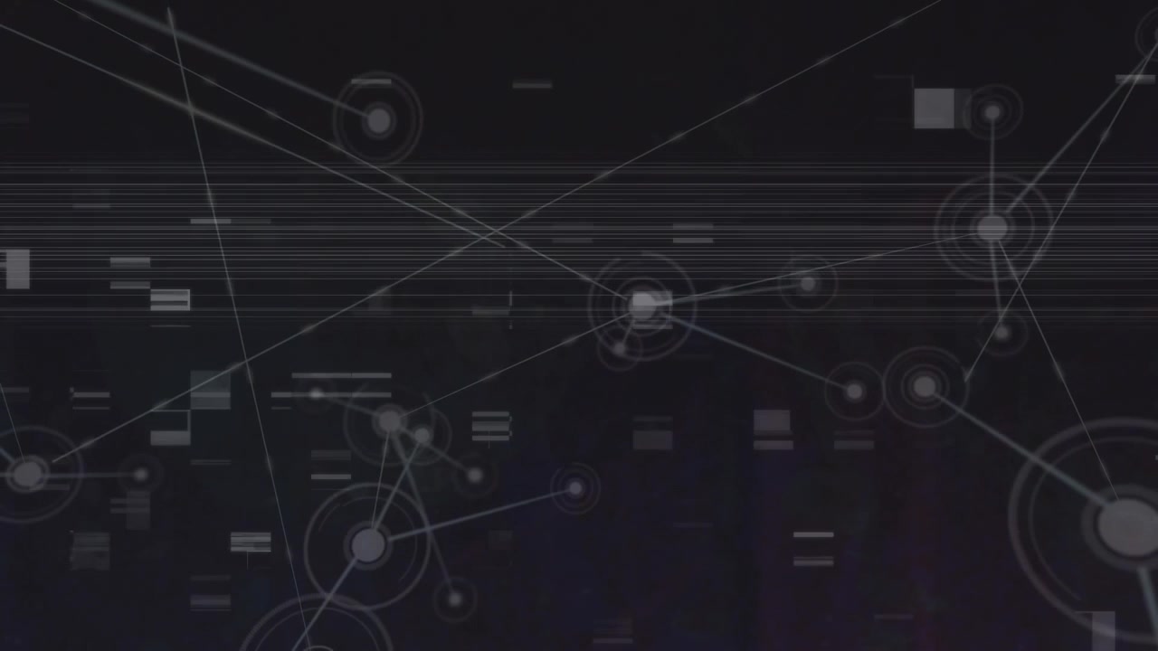 Animation of network of connections and data processing on black