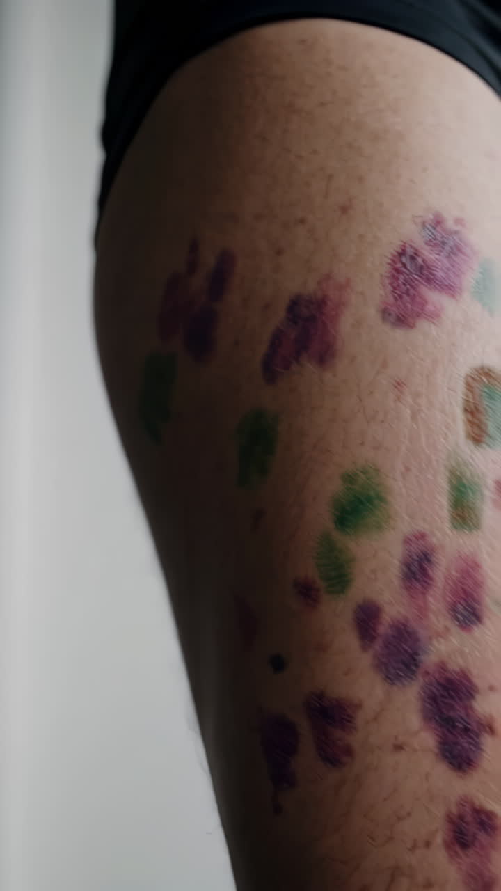 Thigh with Colorful Bruises/Marks