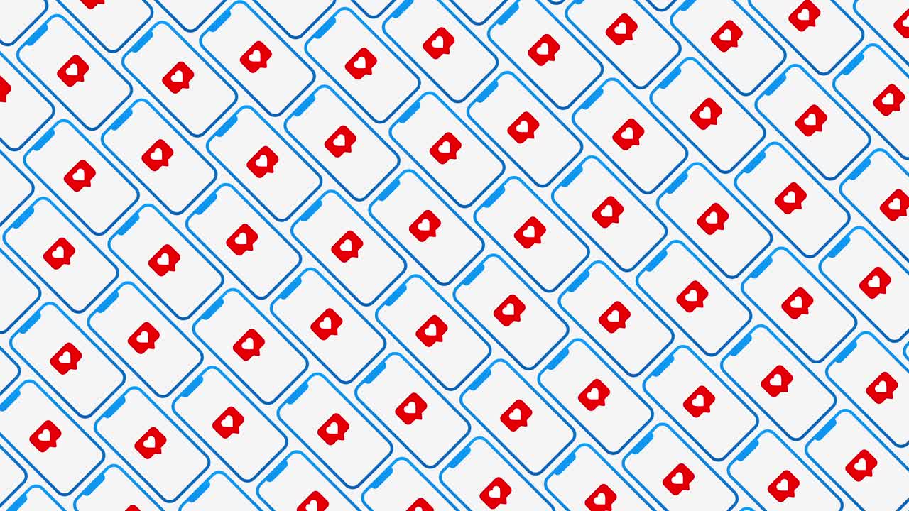 Smartphones diagonal pattern likes animated background