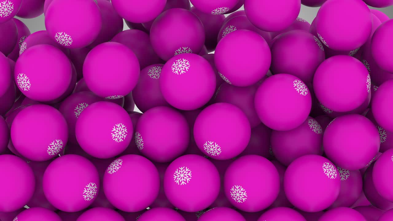 animación de bucle bolas que caen con el signo de copo de nieve