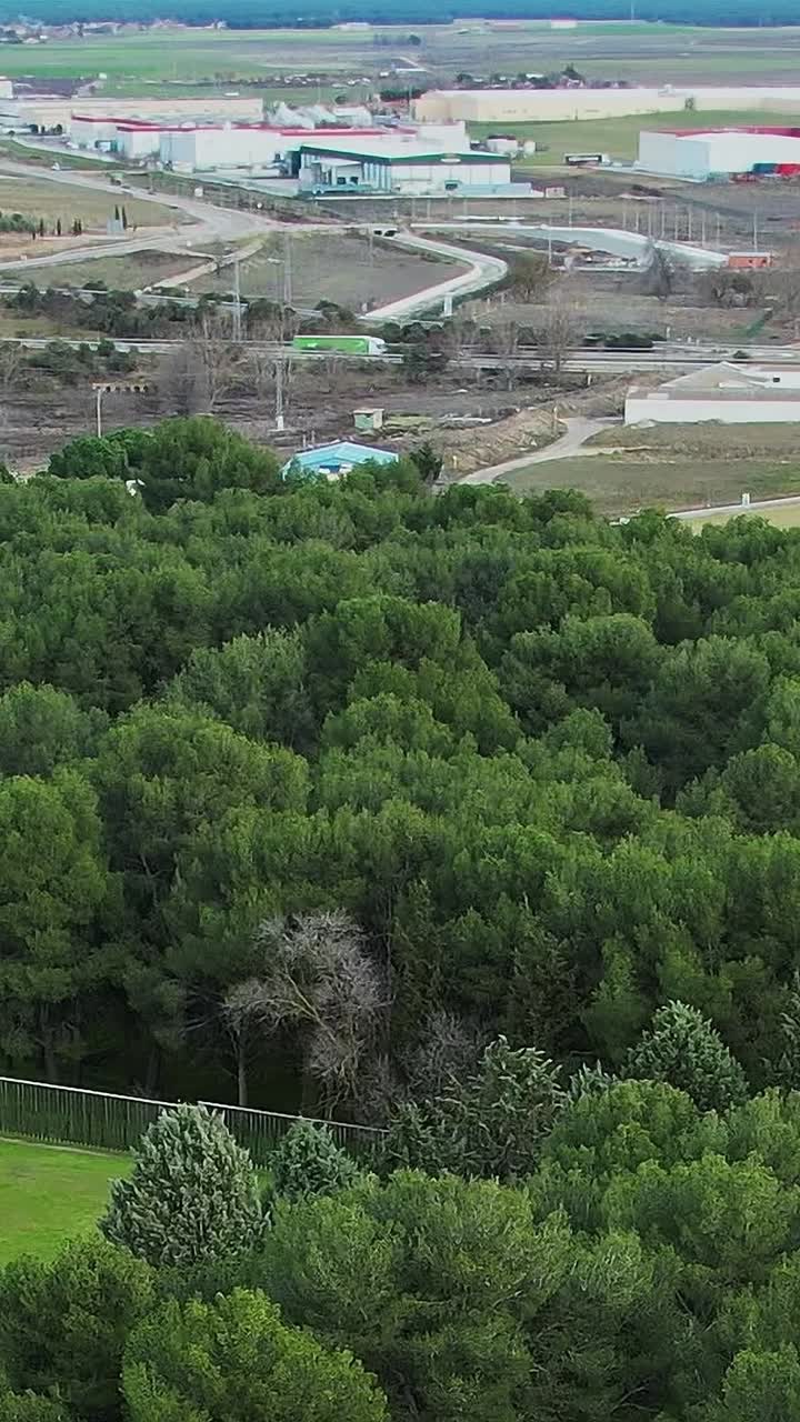 Top view of castle roofs and courtyard