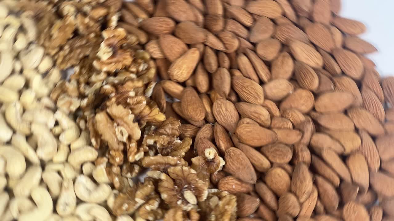 Almond, cashew and brazilian nuts are spinning on board