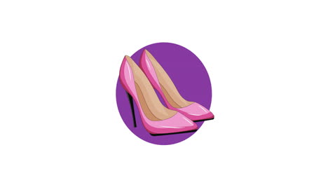 animation of pink high heels on white backgroud