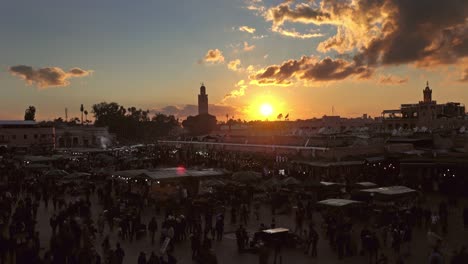 jemaa el fna square crowded at sunset, marrakesh