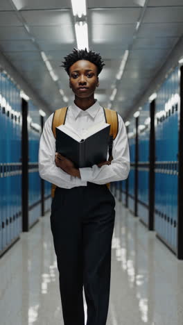 estudiante en el pasillo de la escuela
