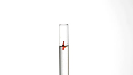 drop of blood falling into test tube of water