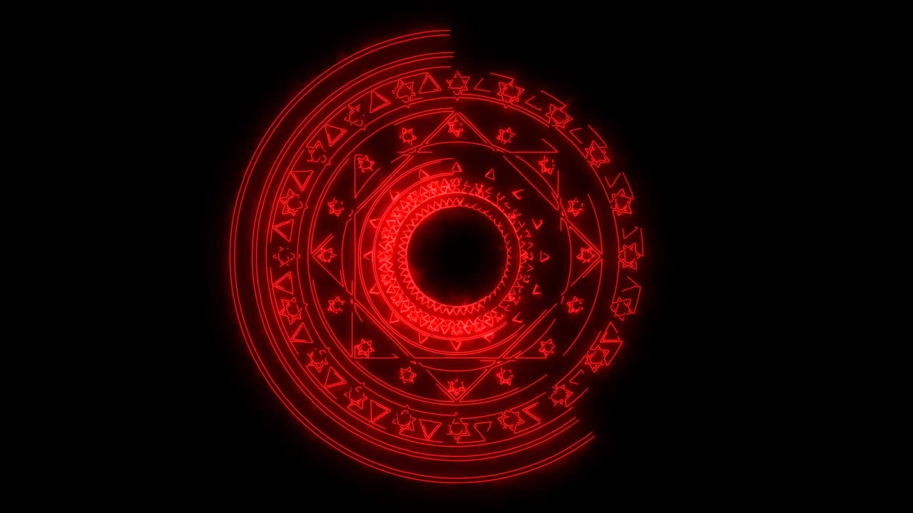 seis estrellas mágicas energía roja girar lentamente aparecer para el cartel y el análisis de publicidad