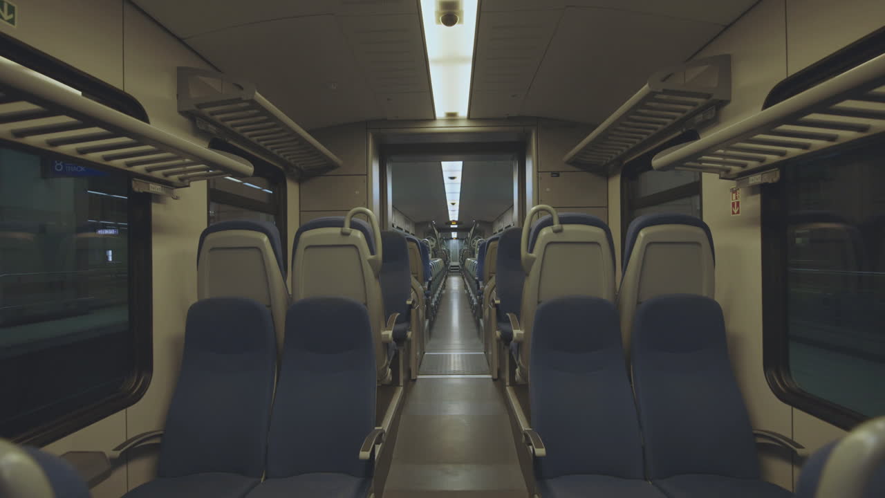 Interno vuoto del vagone del treno