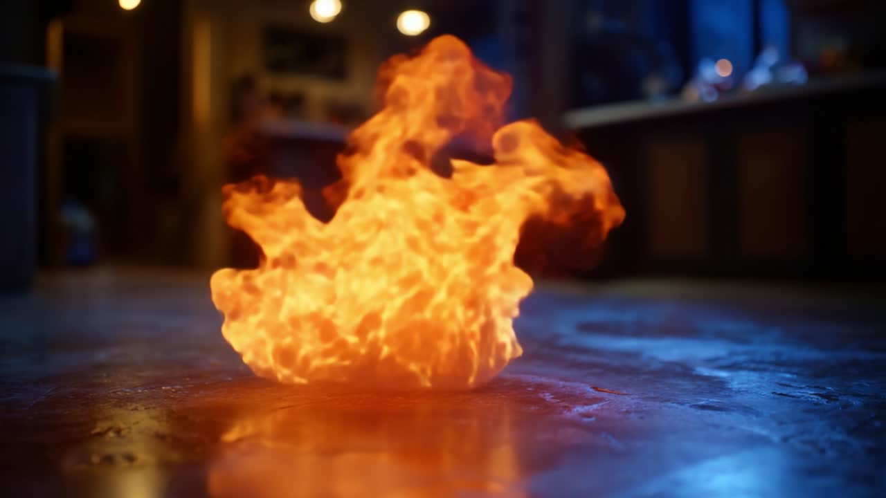 Captivating Flames: A Dramatic Dance of Fire Captured in Two Stunning Frames Showcasing an Enigmatic Display of Luminous Orange and Intense Heat