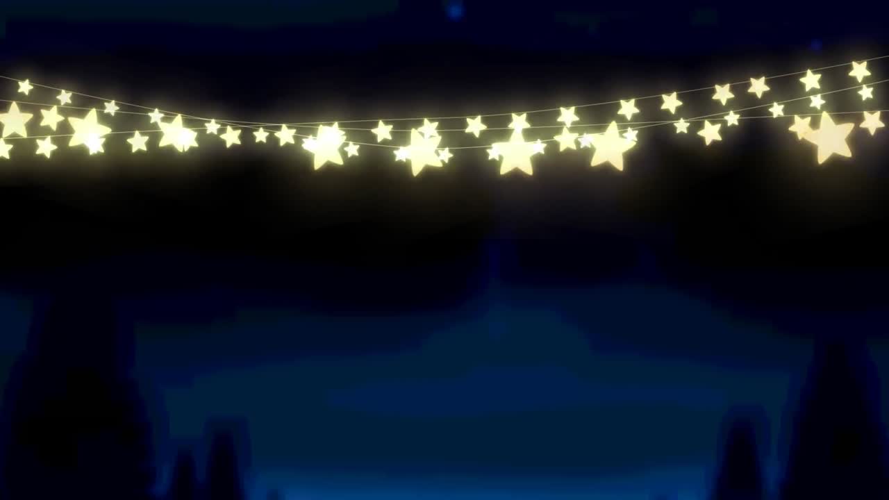 Animation of glowing fairy lights over black background