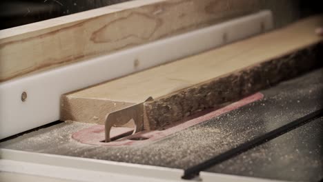 cutting wooden plank by electric saw