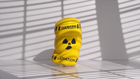 danger and radiation symbols on yellow objects