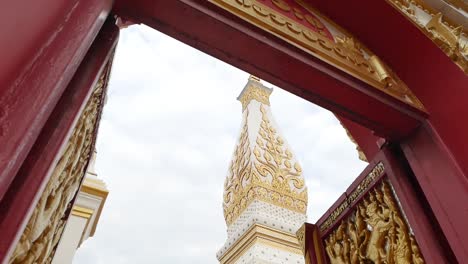 footage of wat phra that phanom, famous buddhist temple, landmark of nakhon panom province, thailand