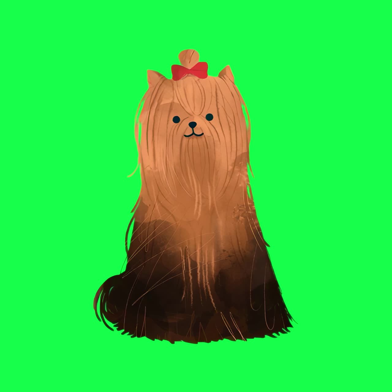 Cute cartoon dog illustration animation, transparent 4K video, green screen