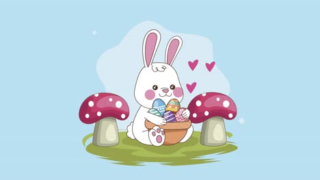 el conejo de pascua con la escena de los huevos