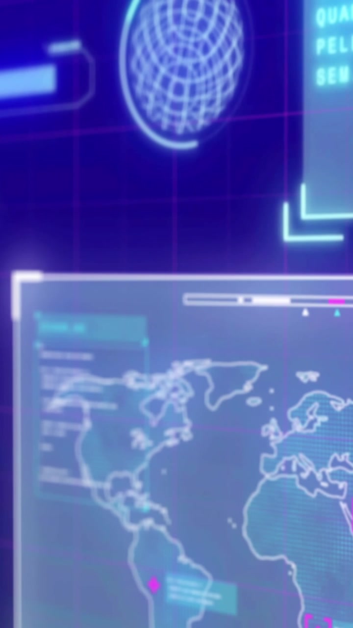 Animation of data processing on blue background