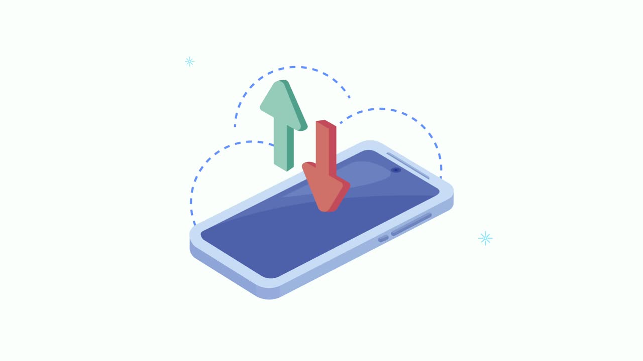 smartphone device animation with arrows down and up