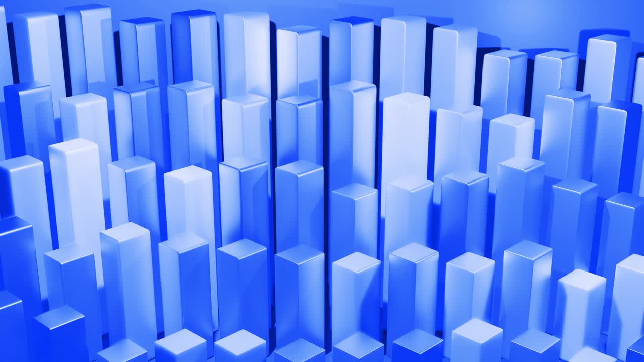 wiggling abstract columns as abstract looping background for analytical programs and news broadcasts. 3d geometric background as abstract infographics. Visualization of statistical data in blue.