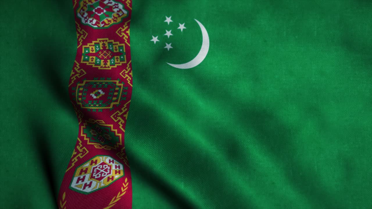 바람에 흔들리는 투르크메니스탄 발, 투르크메니스탄의 국기, 투르크메니스탄의 표지, 시엄리스 루프 애니메이션