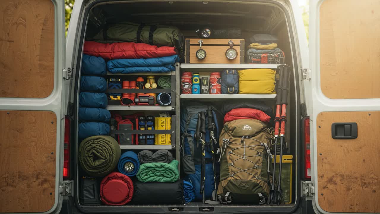 Optimally Organized Van Interior for Adventurers: A Detailed Look at Camping Gear and Storage Solutions to Enhance Your Outdoor Experience
