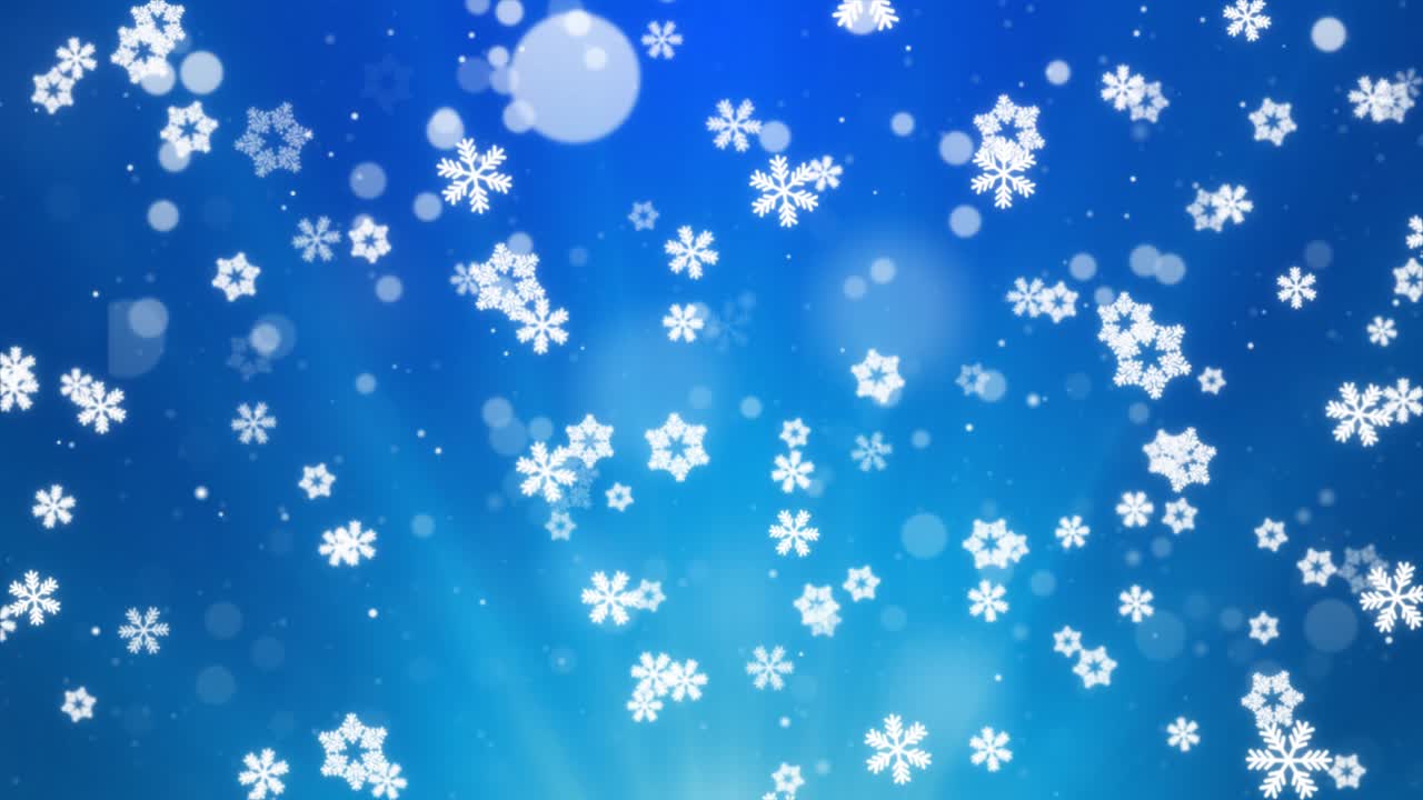 공중에서 날아다니는  눈송이 빛 눈송이 루프 배경 애니메이션.