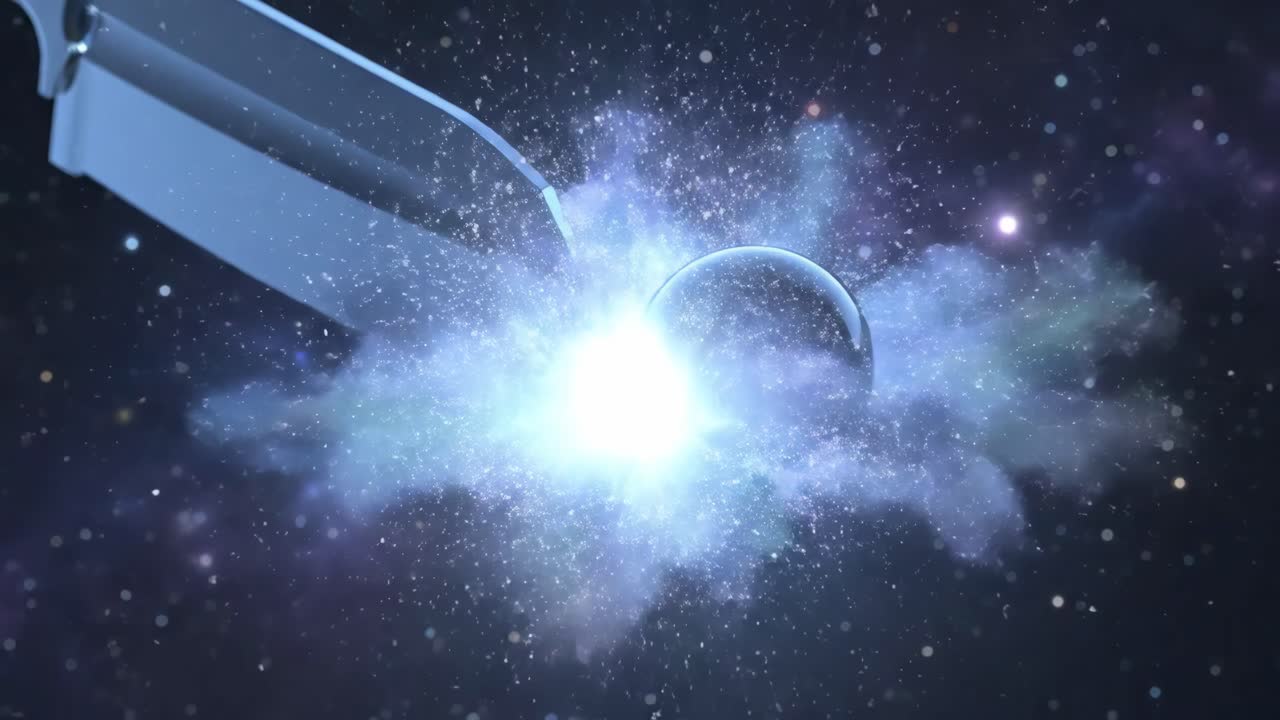 Spaceship Exploring a Planet in a Starry Galaxy