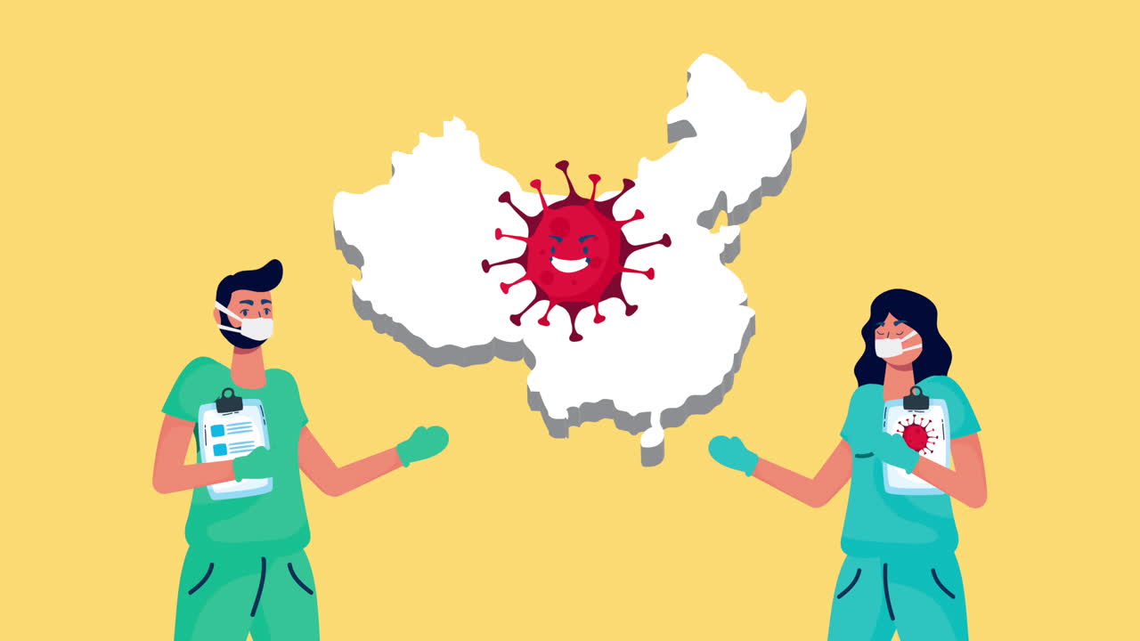 의료진과 중국 코로나 바이러스 유행