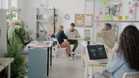 team meeting in modern open office