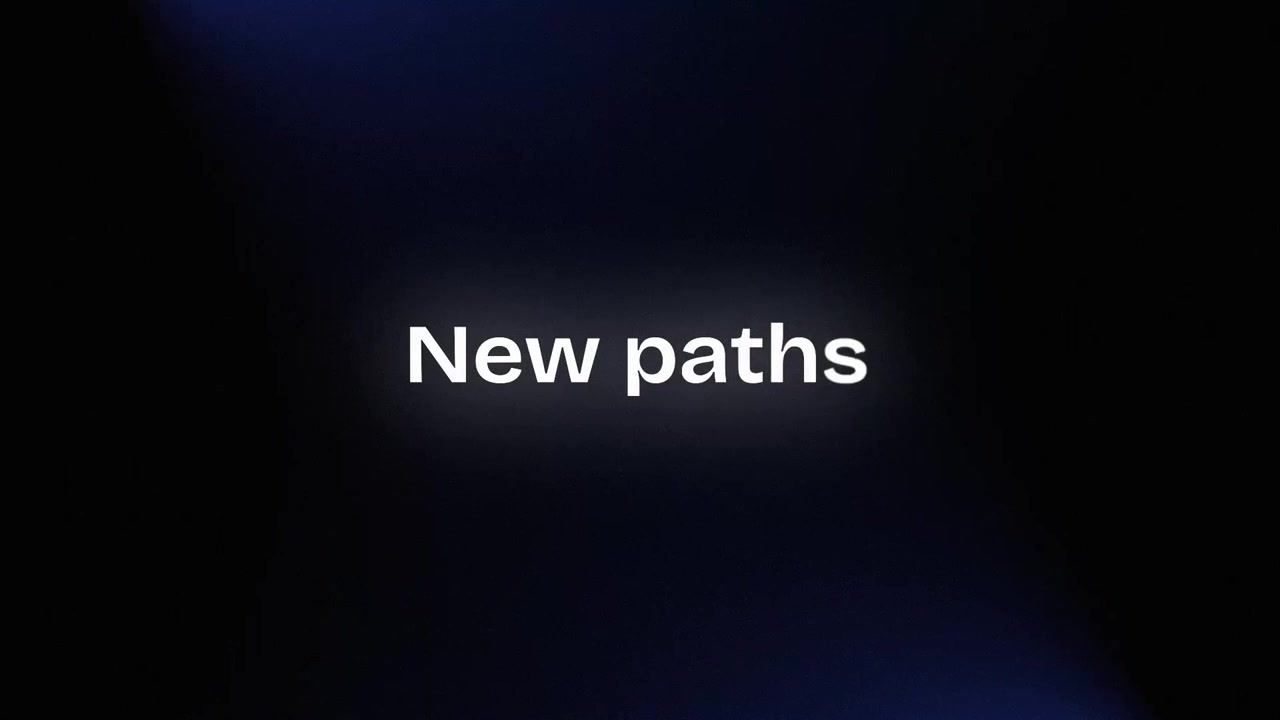 Animated Text Displaying New Paths on Dark Background