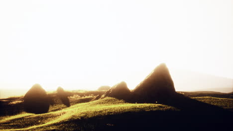 stunning sunset over a mountainous field