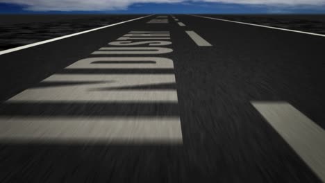 speed flight business text on road loop