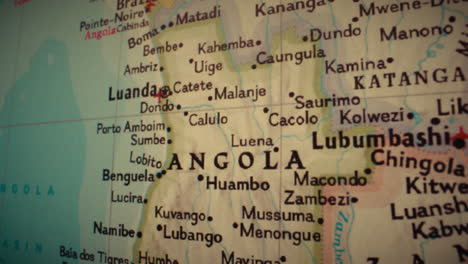 close-up map of angola and surrounding region