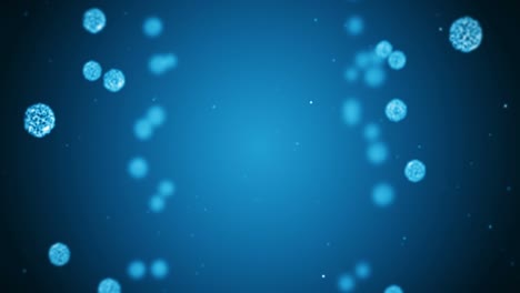 célula de virus en forma esférica. virus patógenos que causan infección. animación en bucle de virus humanos. microorganismo bacteriano. brote de enfermedad viral.