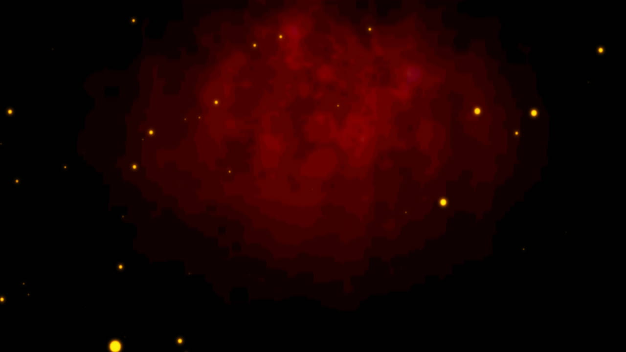 빨간색과 검은색 배경에 떨어지는 황금색 점의 애니메이션