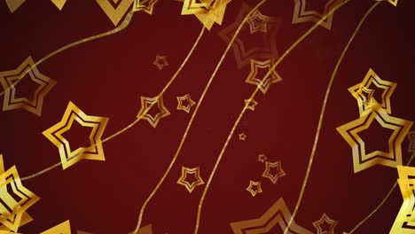 Animation-of-stars-and-lines-over-red-background