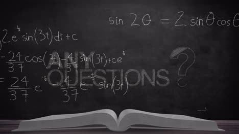 animación de cualquier texto de preguntas sobre el libro y ecuaciones matemáticas.