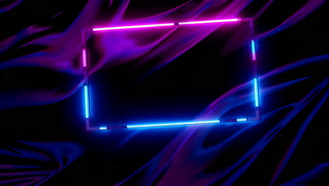 neon frame on rippled fabric background