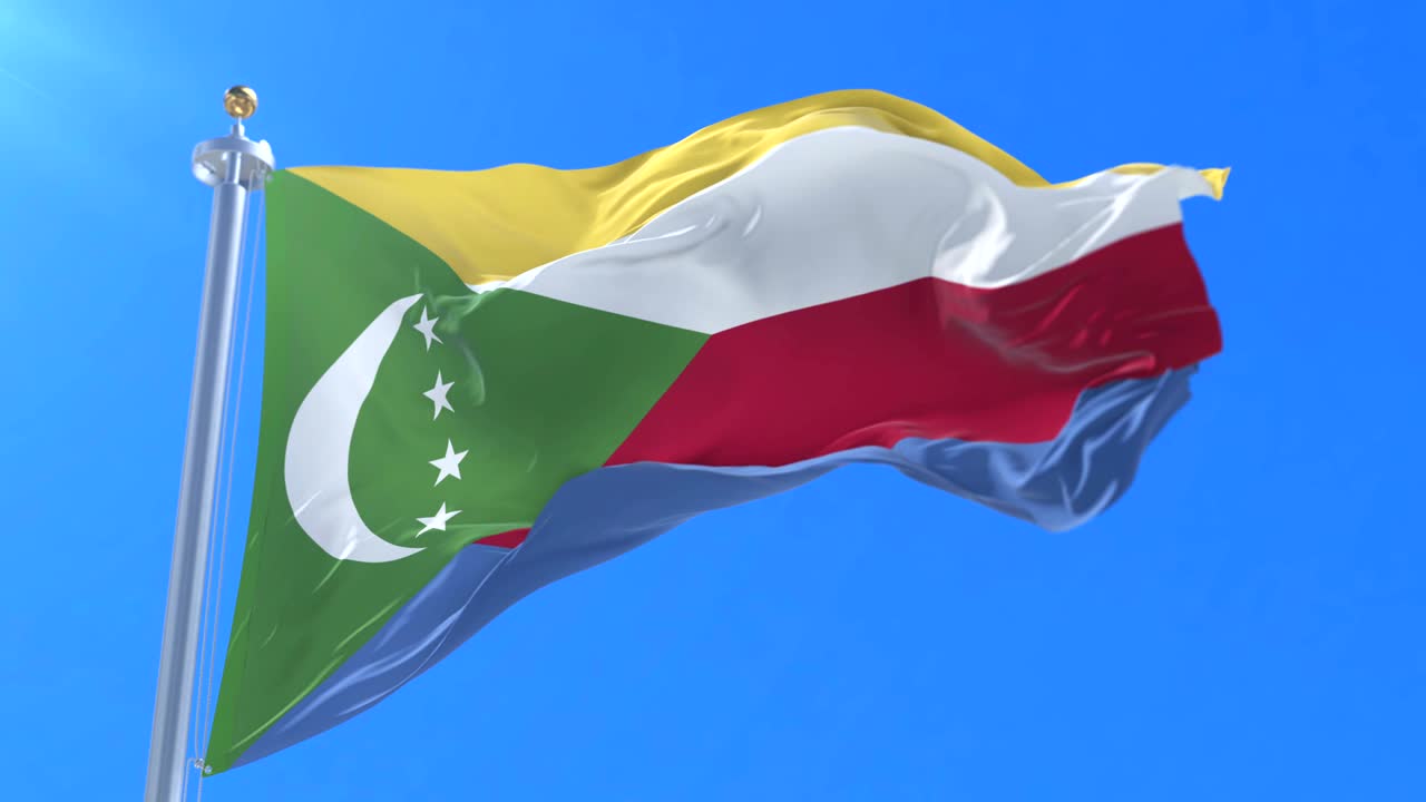 푸른 하늘과 함께 바람에 흔들리는 코모로 발, 루프