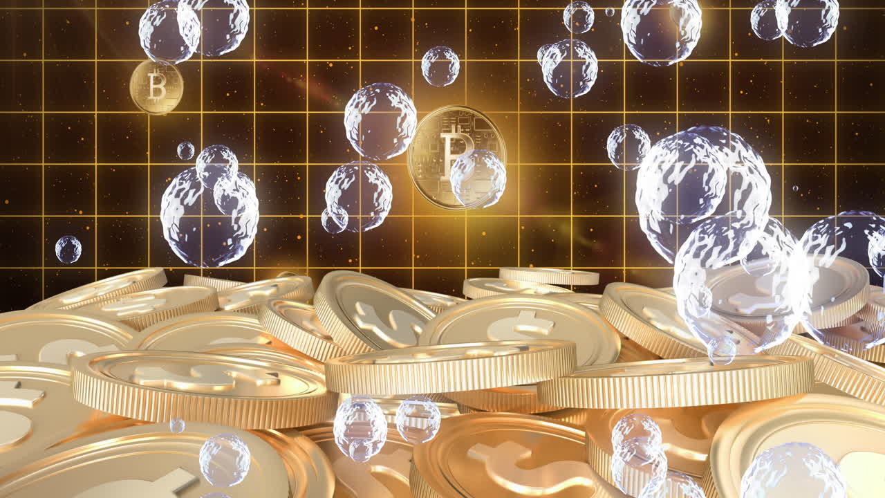 공간에서 비트코인에 대항하는 그리드 네트워크에서 떠다니는 여러 거품