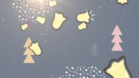 Animation-of-bells-falling-over-christmas-decorations